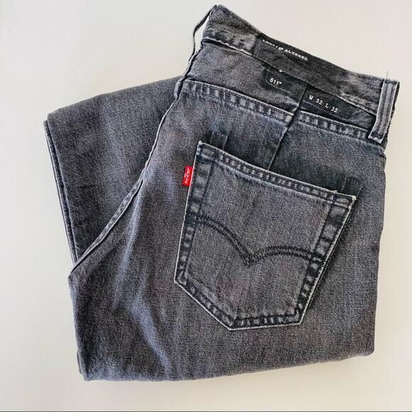 MENS LEVIS ALTERED 511 32 x 32 Slim Straight Dark Grey Washed Black Denim Jeans - Picture 2 of 12